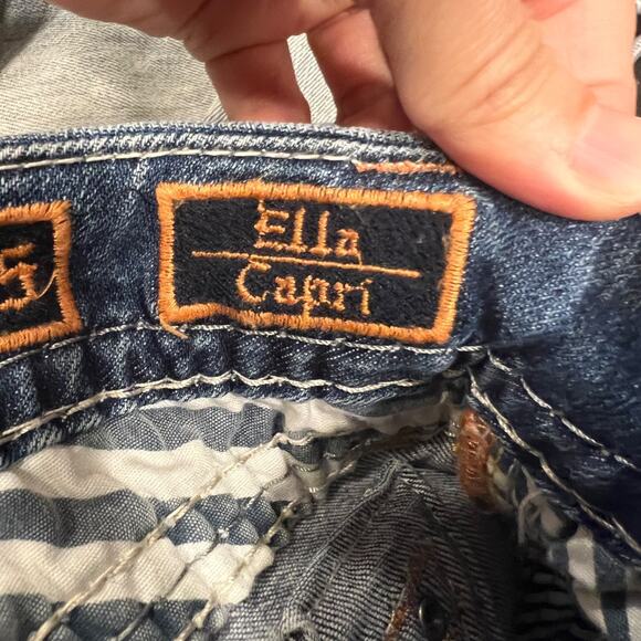 Rock Revival Womens 25 Denim Ella Low Rise Stretch Embellished Pockets Capri - Picture 9 of 12